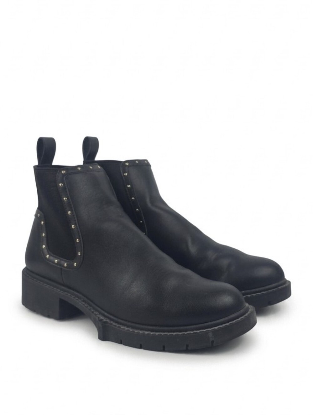 Coach Lory Studded Black Leather Ankle Chelsea Boots Size 7